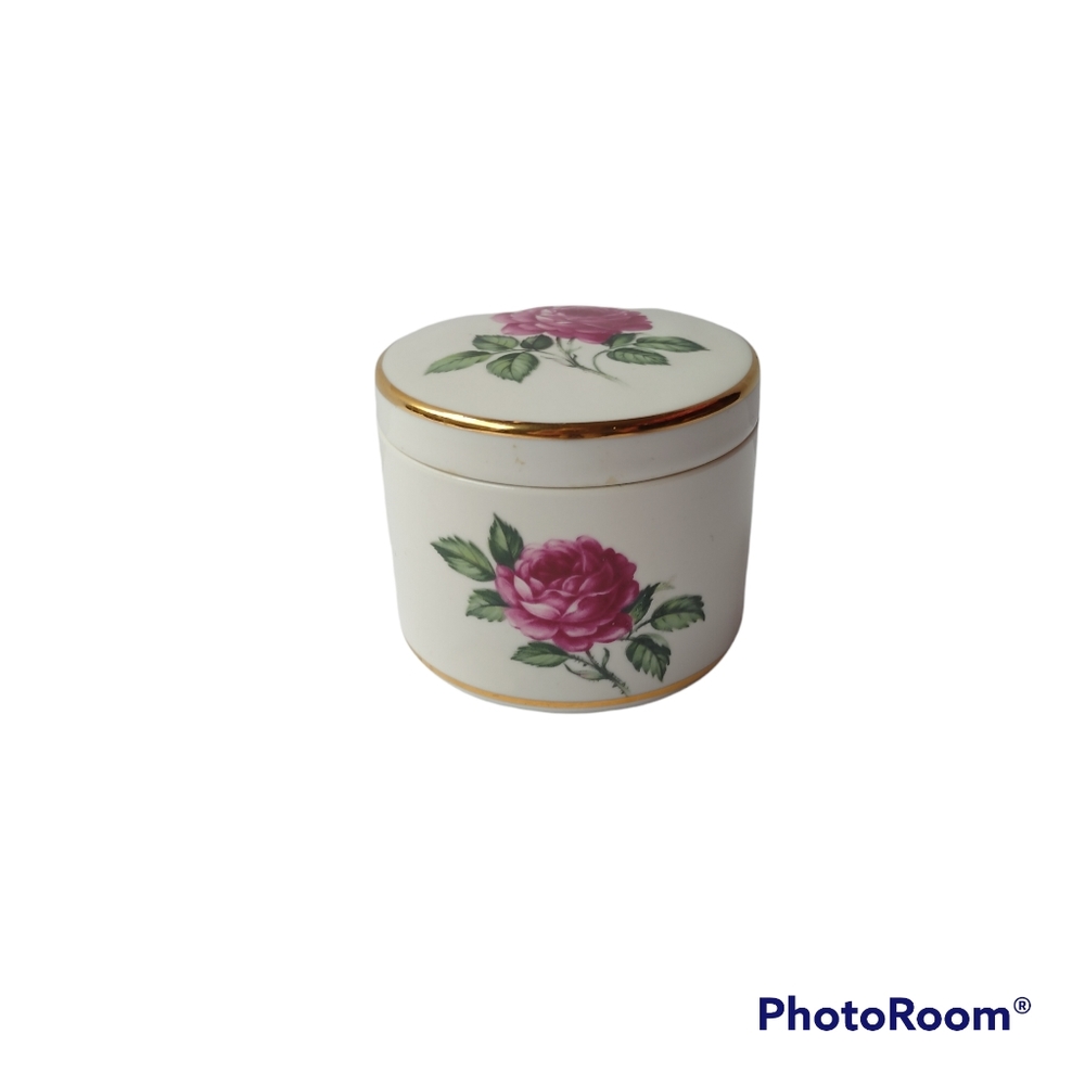 Karl-Heinz Klette D Original Germany Dresden Style Rose Porcelain Trinket Box